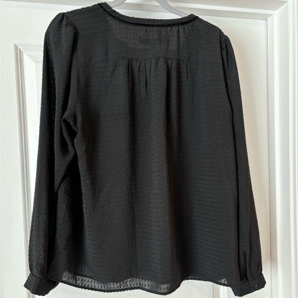 Large LOFT Black Blouse with beautiful texture and velvet accents EUC - Picture 8 of 8